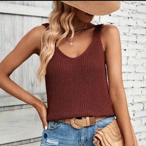 V-Neck Knit Tank Top